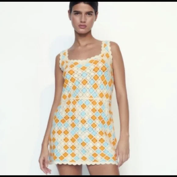 Zara | Dresses | Zara Crochet Mini Dress New With Tags Size
